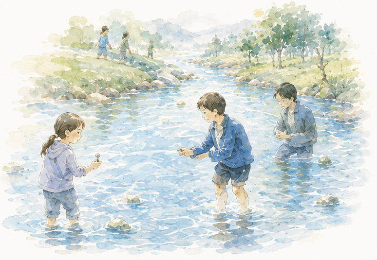 川で学びを深める子どもたち